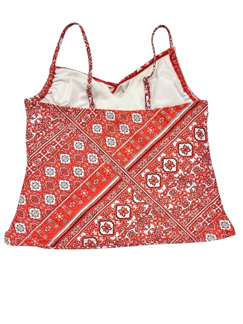 Red Ruched Bandana Print Tankini Top and Skort Swim Set - Size: Large - Picture 5 of 11